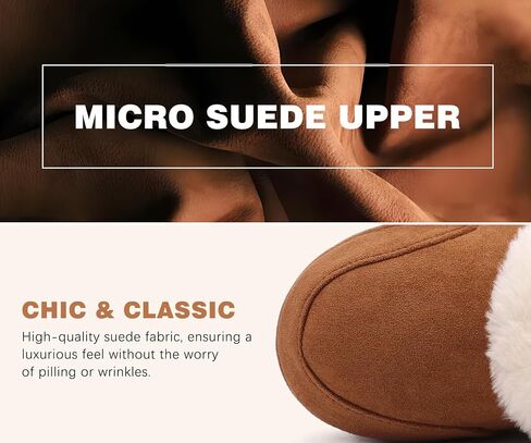 COFACE Women's House Slippers Warm Lined Micro Suede Fuzzy House Shoes for Woman Indoor Outdoor Bedroom Faux Fur Collar Comfy Booties in Saudi Arabia