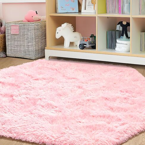 junovo Ultra Soft Rug for Nursery Children Room Baby Room Home Decor Dormitory Hexagon Carpet for Playhouse Princess Tent Kids Play Castle, Diameter 4.6 ft, Blush in Saudi Arabia