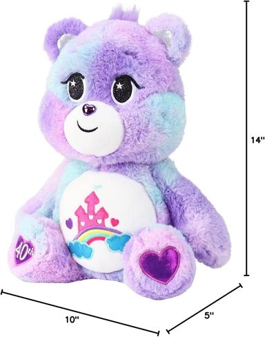 Care Bears Care-a-Lot Bear - الذكرى السنوية الأربعون - قطيفة أرجوانية للأعمار من 4 سنوات فما فوق - حيوانات محشوة، فائقة النعومة ومحبوبة - مناسبة للفتيات والفتيان والموظفين وهواة الجمع، هدية رائعة لعيد الحب للأطفال in Saudi Arabia
