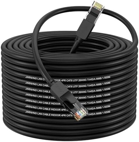Cat 6 Ethernet Cable 100 ft, Indoor/Outdoor High Speed 10Gbps Internet Cable, 26awg UTP Black RJ45 LAN Patch Cables, Ethernet Cord Suitable for Games, Computers, Televisions, Routers, Printers in Saudi Arabia