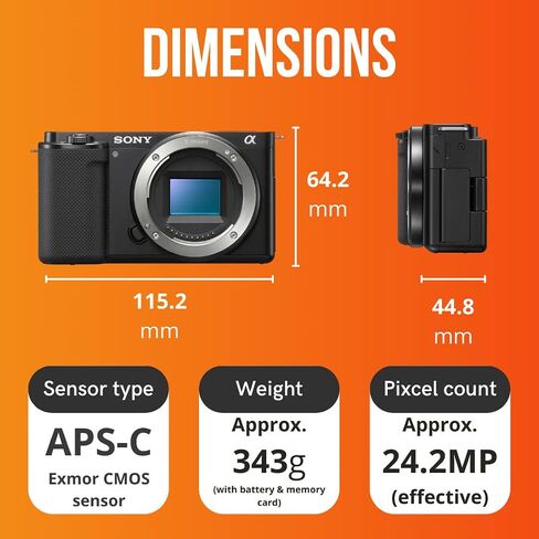 كاميرا Sony Alpha ZV-E10 APS-C بعدسة قابلة للتبديل بدون مرآة (أسود) مع عدسة Sony E 11mm F1.8 APS-C ذات زاوية واسعة للغاية ومجموعة أدوات إنشاء المحتوى (5 عناصر) in Saudi Arabia