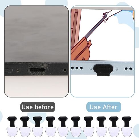 قابس غبار USB C، 10 قطع من السيليكون لحماية شاحن USB C، غطاء منفذ شحن مضاد للغبار، أغطية قابس منفذ شحن USB ضد فقدان غطاء USB C من النوع لاصق قابل للإزالة، قابس تنظيف الهاتف الخلوي للهاتف المحمول والكمبيوتر المحمول in Saudi Arabia