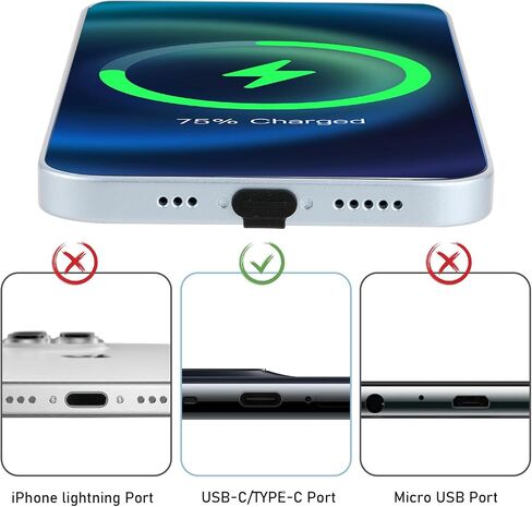 قابس غبار USB C، 10 قطع من السيليكون لحماية شاحن USB C، غطاء منفذ شحن مضاد للغبار، أغطية قابس منفذ شحن USB ضد فقدان غطاء USB C من النوع لاصق قابل للإزالة، قابس تنظيف الهاتف الخلوي للهاتف المحمول والكمبيوتر المحمول in Saudi Arabia