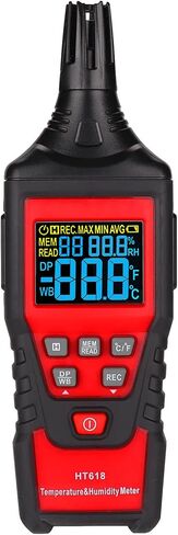 Portable Thermo-Hygrometer 4-in-1 Digital Psychrometer Mini Temperature Humidity Meter Pen Type Home Greenhouse Indoor Hygrometer with Dew Point & Wet Bulb Temperature, Max/Min, Backlight LCD Display in Saudi Arabia
