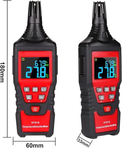 Portable Thermo-Hygrometer 4-in-1 Digital Psychrometer Mini Temperature Humidity Meter Pen Type Home Greenhouse Indoor Hygrometer with Dew Point & Wet Bulb Temperature, Max/Min, Backlight LCD Display in Saudi Arabia