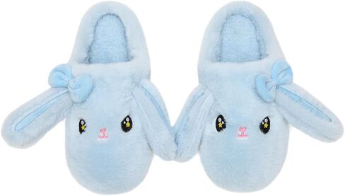 Bunny Animal Slippers for Women and Men, Cute Bow Fuzzy Fluffy Comfy Plush Cartoon Woman Preppy Funny Furry Rabbit Pillow Cloud Home Bedroom House Slipper for Womens Indoor and Outdoor in Saudi Arabia