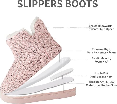 WOJWSKI Women's Knit Bootie Slippers Winter Warm Plush Fleece Memory Foam House Shoes with Comfy Plush Lining in Saudi Arabia