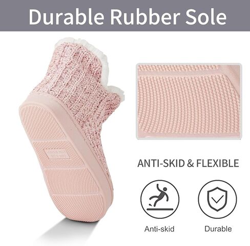 WOJWSKI Women's Knit Bootie Slippers Winter Warm Plush Fleece Memory Foam House Shoes with Comfy Plush Lining in Saudi Arabia