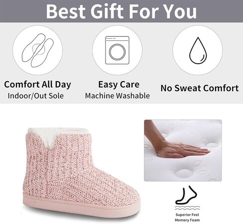 WOJWSKI Women's Knit Bootie Slippers Winter Warm Plush Fleece Memory Foam House Shoes with Comfy Plush Lining in Saudi Arabia