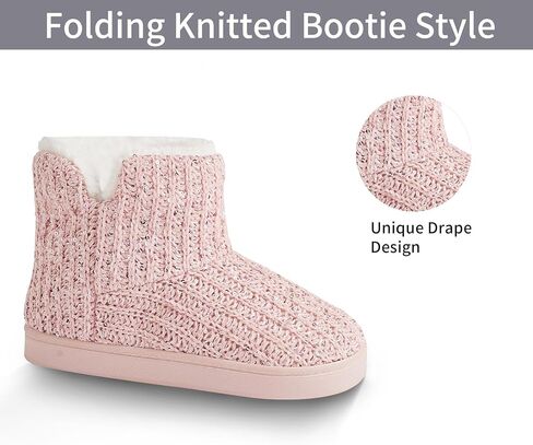 WOJWSKI Women's Knit Bootie Slippers Winter Warm Plush Fleece Memory Foam House Shoes with Comfy Plush Lining in Saudi Arabia
