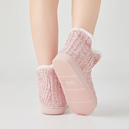 WOJWSKI Women's Knit Bootie Slippers Winter Warm Plush Fleece Memory Foam House Shoes with Comfy Plush Lining in Saudi Arabia