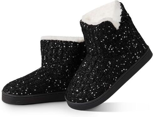 WOJWSKI Women's Knit Bootie Slippers Winter Warm Plush Fleece Memory Foam House Shoes with Comfy Plush Lining in Saudi Arabia
