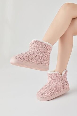 WOJWSKI Women's Knit Bootie Slippers Winter Warm Plush Fleece Memory Foam House Shoes with Comfy Plush Lining in Saudi Arabia