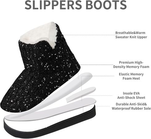 WOJWSKI Women's Knit Bootie Slippers Winter Warm Plush Fleece Memory Foam House Shoes with Comfy Plush Lining in Saudi Arabia