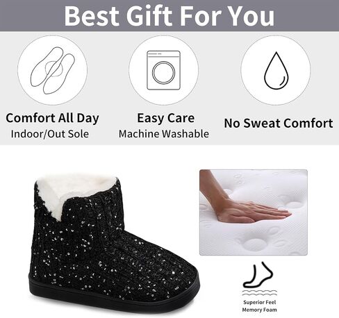 WOJWSKI Women's Knit Bootie Slippers Winter Warm Plush Fleece Memory Foam House Shoes with Comfy Plush Lining in Saudi Arabia