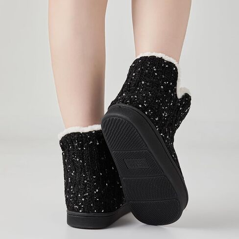 WOJWSKI Women's Knit Bootie Slippers Winter Warm Plush Fleece Memory Foam House Shoes with Comfy Plush Lining in Saudi Arabia