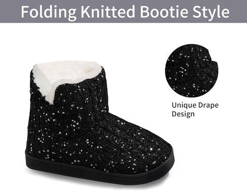 WOJWSKI Women's Knit Bootie Slippers Winter Warm Plush Fleece Memory Foam House Shoes with Comfy Plush Lining in Saudi Arabia