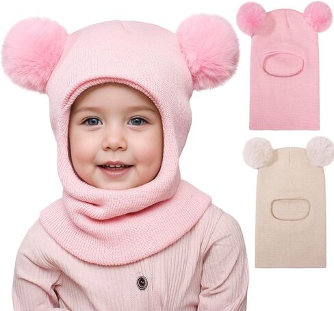 ENBAOHUI Baby Winter Hat Scarf 2 Packs Toddler Winter Hat Boys Girls Beanies for Kids Knit Warm Kids Beanie hat 1-6T in Kuwait