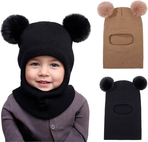 ENBAOHUI Baby Winter Hat Scarf 2 Packs Toddler Winter Hat Boys Girls Beanies for Kids Knit Warm Kids Beanie hat 1-6T in Kuwait