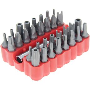 Utoolmart Screwdriver Set, 33 in 1 Cr-V Screw Driver Bit Set, 1/4 Inch Hex Shank Screwdriver Tools Kit, Box-Packed Screw Driver Bits, with Extension Bit Holder, Red