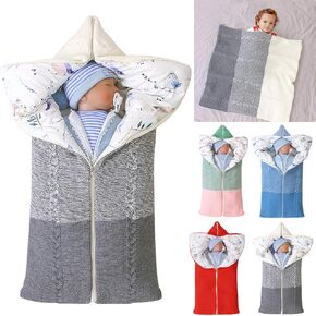 Winmany Colorful Newborn Baby Swaddle Blanket Wrap Infant Thick Knit Soft Warm Fleece Receiving Blanket Sleeping Bag Sack Stroller Wrap for 0-12 Month (Pink)