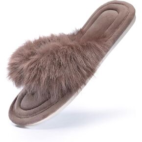 Women's Fuzzy Flip Flop House Slippers for Women Memory Foam Open Toe Soft Faux Fur Womens Thong Slippers Furry Bedroom Slippers Indoor and Outdoor Fluffy Shoes Gifts for Women Mom Ladies