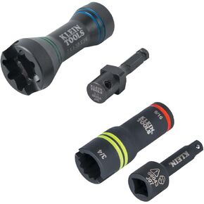 Klein Tools 660KIT3 5-in-1 Mini Impact Socket and 3-in-1 Flip Impact Socket Set, for Linemen and Utility Work, 4-Piece