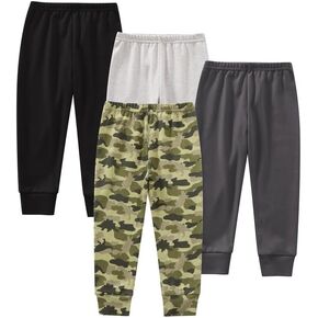 Baby and Toddler Boys Cotton Pants, 4-Pack Joggers