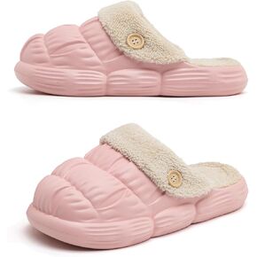 Saidoteto Unisex Womens Mens Cozy Fur Lined Slippers Warm Fuzzy Slip on House Slippers Outdoor Winter Garden Clogs Cushion Thick Sole