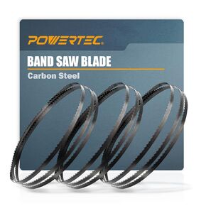 POWERTEC 105 Inch Bandsaw Blades, 1/2" x 3 TPI Band Saw Blades for Most 14" Band Saws with Riser Block Kits for Woodworking, 3 Pack (13203-3P)