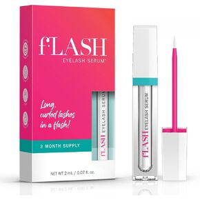 fLASH Eyelash Serum, Serum for Long, Curled Lashes - Enhances and Strengthens Your Natural Safe Effective Formula, 3-Month Supply