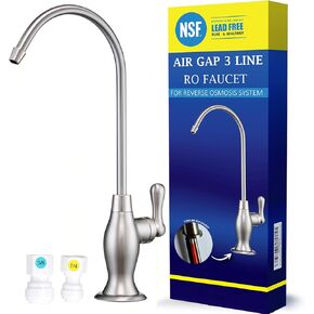 Air Gap 3 Line Lead-Free Reverse Osmosis Faucets Water Filtration(Polished Chrome) NSF Certified