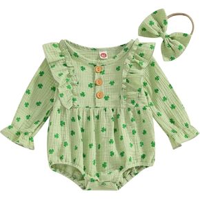 Newborn Baby Girl St. Patrick 's Day Romper Sweatshirt Bodysuit Infant St. Patrick 's Day Outfit Clothes
