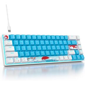 60% Wired Gaming Keyboard, 68 Keys Portable Mechanical Keyboard, Compact Mini Keyboard with RGB Backlit Red Switch PBT Keycaps for Win Laptop Gamer(68Blue/Red Switch)
