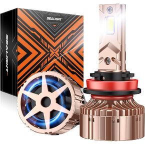 SEALIGHT 2024 X6S H11/H8/H9 Bulbs, 40000LM 800% Brighter Bulbs, 4500K Cool White H9 Lo Beam Bulb Kit, H8 Easy Plug and Play, Canbus Ready, Pack of 2