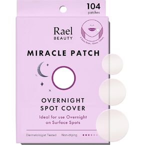 Rael Pimple Patches, Miracle Overnight Spot Cover - Hydrocolloid Acne Patches for Face, Zit and Blemish Spot, Thicker & Extra Adhesion, Acne Absorbing Cover, for All Skin Types, Vegan, Cruelty Free, 3 Sizes (104 Count)