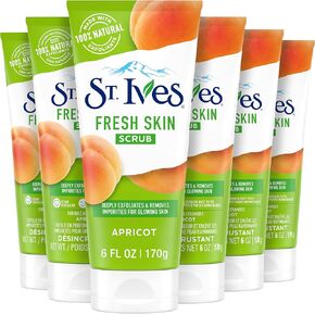 St. Ives Fresh Skin Face Scrub Deeply Exfoliates for Smooth, Glowing Skin Apricot Dermatologist Tested, Made with 100% Natural Exfoliants, 6 Ounce (Pack of 6)