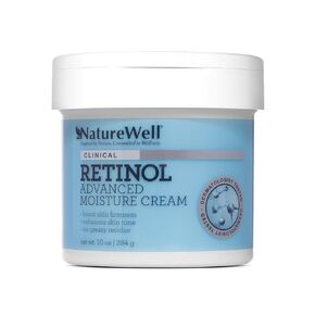 NATURE WELL Clinical Retinol Advanced Moisture Cream for Face, Body, & Hands, Anti Aging, Targets Discoloration, Wrinkles, Sun Damage, Crepey, & Sagging Skin, 16 Oz