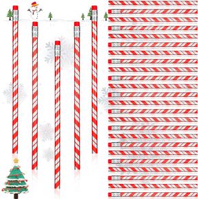 Queekay Christmas Candy Cane Prism Pencils Bulk Pencils for Classroom Christmas Pencil Toppers Xmas Pencils with Erasers Cute Writing Pencils for Teacher Rewards Stocking Stuffers Supplies (200)