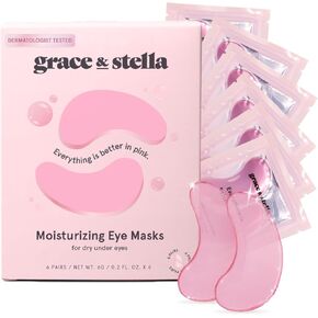 Eye Wrinkle Pads & Patches (24 Pairs, Blue) Gel Under Eye Masks to Reduce Dark Circles, Puffy Eyes, Undereye Bags, Wrinkles - Vegan Cruelty-Free Self Care - grace and stella