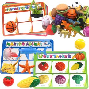Sorting Toys for Toddlers, Montessori Toys for 3+ Years Old Kids, 57PCS Animals Dinosaurs Vehicles Foods Balls Sorting Games, Autism Learning Activities for Kids Girls Boys Ages 3-5