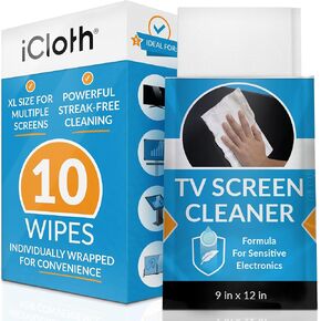 iCloth XL Electronic Wipes for TV Screens & Monitors - 20ct, Quick-Dry, Safe on Flat-Screen TVs & Smart TV Accessories, Efficient Cleaning for Large Displays
