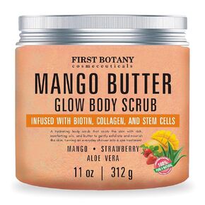 Lavender Oil Body Scrub Exfoliator with Shea Butter, Collagen, Stem Cells, Grapefruit Oil - Natural Exfoliating Salt Scrub & Body and Face Souffle helps with Moisturizing Skin, Acne, Cellulite, Dead Skin Scars, Wrinkles - 11 oz