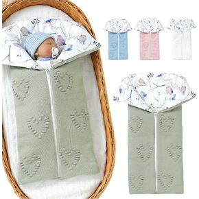 Baby Winter Thick Swaddle Blankets Newborn Heart Dots Receiving Blanket Infant Soft Knit Warm Stroller Wraps for Baby Boys Girls (Pink) in Kuwait