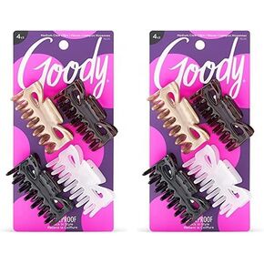 Goody Classics Medium Claw Clips , Assorted Colors - Great for Easily Pulling Up Your Hair - Pain-Free Hair Accessories for Women, Men, Boys, and Girls , 4 Count (Pack of 1)