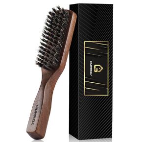 Mens Wild Boar Bristle Hair Brush - Stiff Bristles, Black Walnut Wooden Handle by GAINWELL