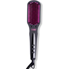 Hair Straightener Brush, TYMO One-Step Straightening Brush with 10M Negative Ions, Anti-Frizz Ceramic Hot Brush to Smooth Hair, 16 Temps with LCD Display, Anti-Scald Design Safety & Easy for All Ages