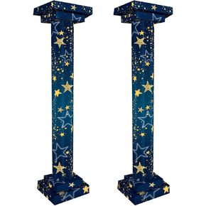 Beistle Large 2 Piece 5' 9.75" x 16.75" Starry Night Tall Column Photo Props, Awards Theme Prom Décor, Photography Backdrops