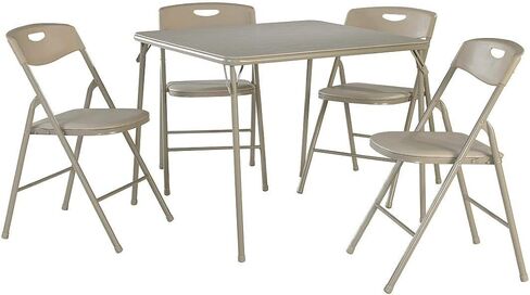 COSCO XL 5-Piece Indoor/Outdoor Dining Set w/ 36" Fold-in-Half Card Table w/Handle, White in Saudi Arabia
