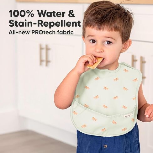 KeaBabies 3-Pack Waterproof Baby Bibs for Eating and 2-Pack Baby Silicone Bibs - Lightweight Baby Bib with Food Catcher - Waterproof, Easy Wipe Silicone Bib for Babies, Toddlers in Kuwait